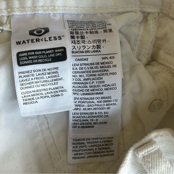 Levi’s 501 Women’s W25 White Distressed Cutoff Denim Shorts Raw Hem Button Fly - Picture 9 of 10